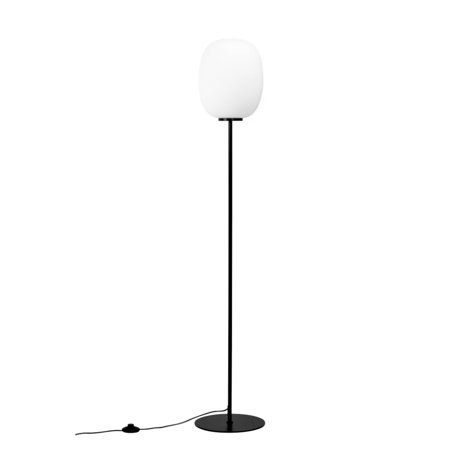 Lampadaire en Verre et Métal noir mat DL39