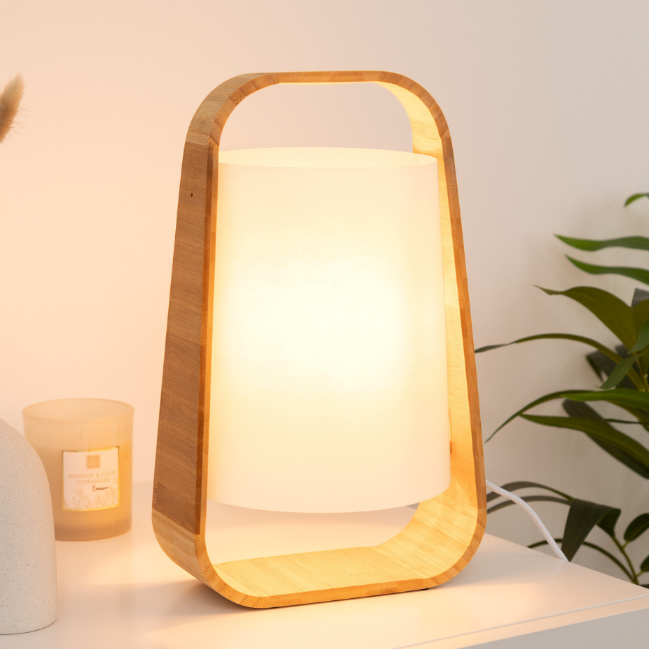 Lampe bambou et papier design épuré REX