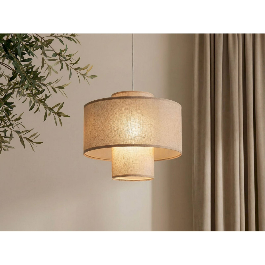 Suspension ronde en jute et lin Twin Light