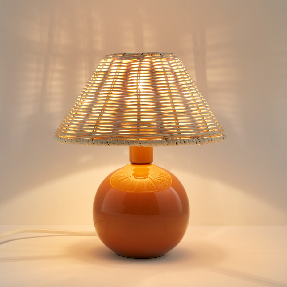 Lampe à poser céramique et rotin, Alios