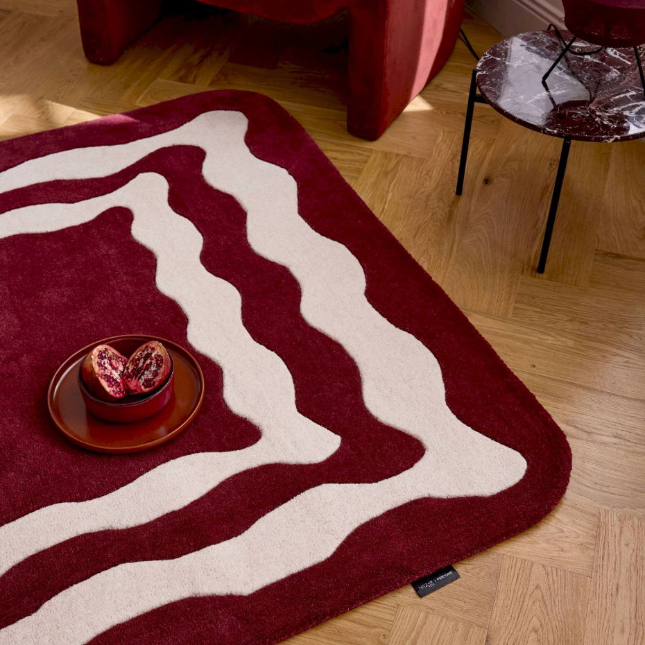 Tapis fait main en laine et coton  d'orage