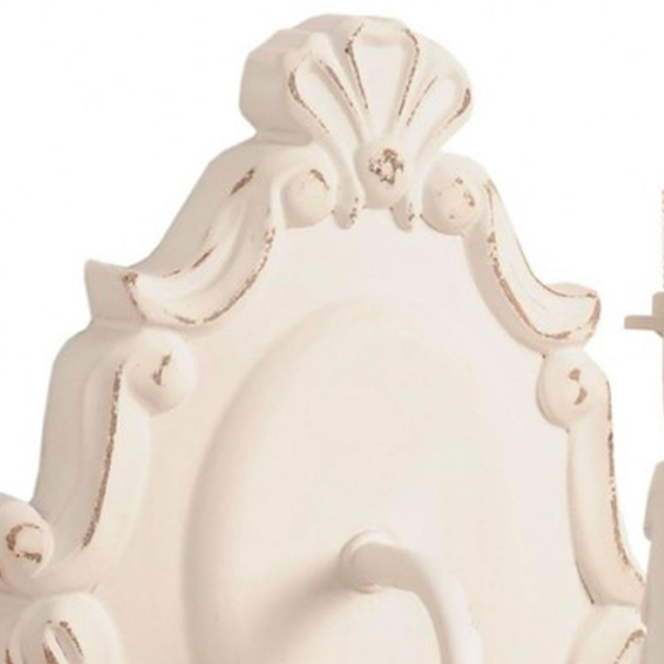Applique murale classique en bois et métal blanc 19x25x24cm