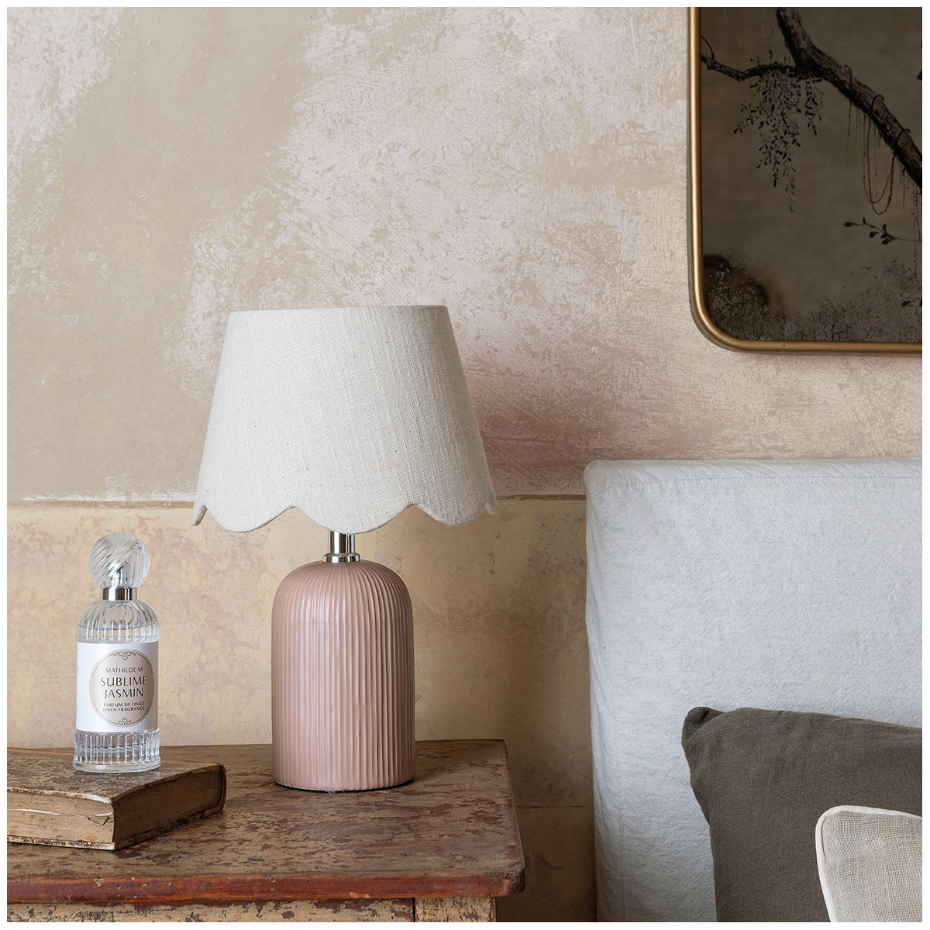 Lampe Sibylle en céramique abat-jour en lin