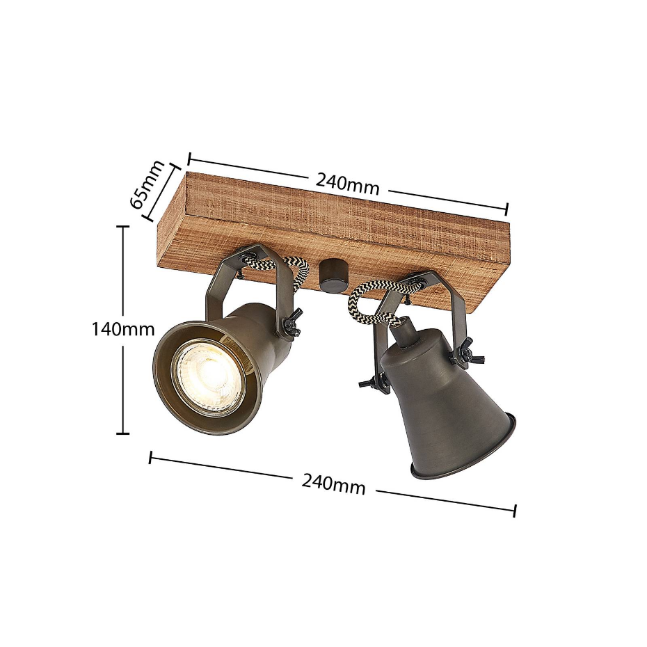Projecteur halogène en bois vintage