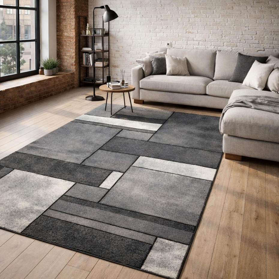 Tapis salon et chambre tissé motif géométrique LYN8 GEOME