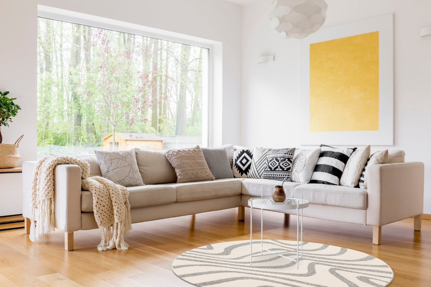 Tapis rond design avec effet relief NAYA