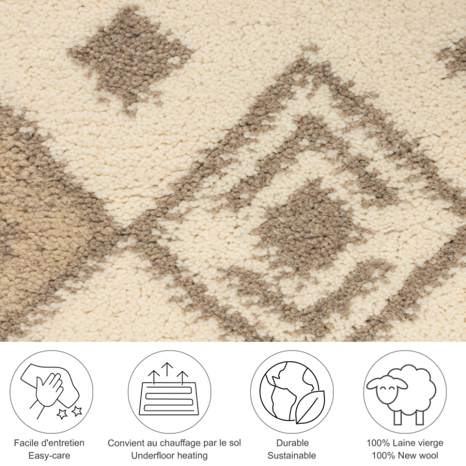 Tapis berbère marocain en laine vierge noué à la main - Taza Royal
