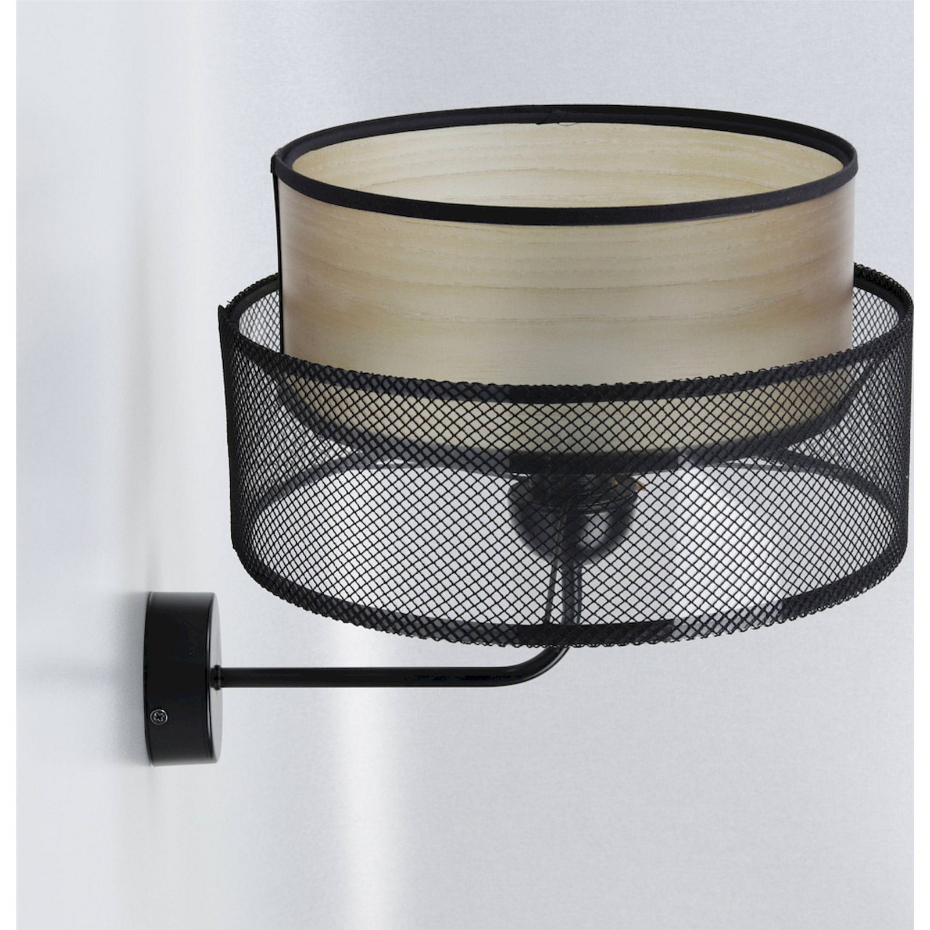 Applique murale ronde en PVC maille effet bois Duo ellegant