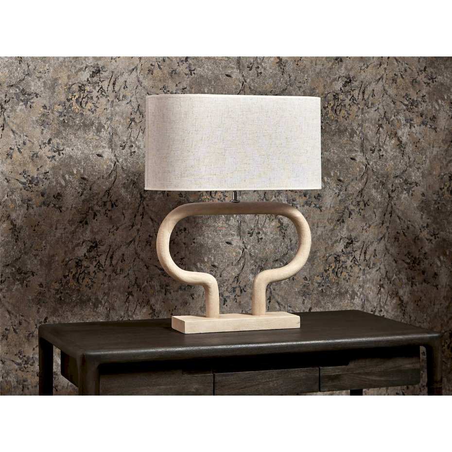 Lampe de table en bois avec abat-jour en tissu