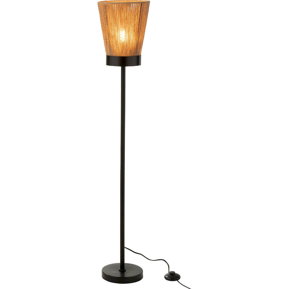 Lampadaire rond en métal et jute