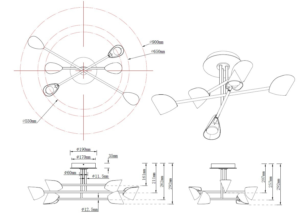 Plafonnier design en métal, D.90 , CAPUCCINA