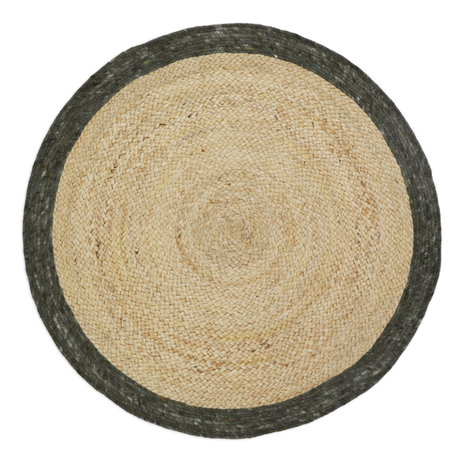 Tapis rond en jute et laine feutrée YHUKI