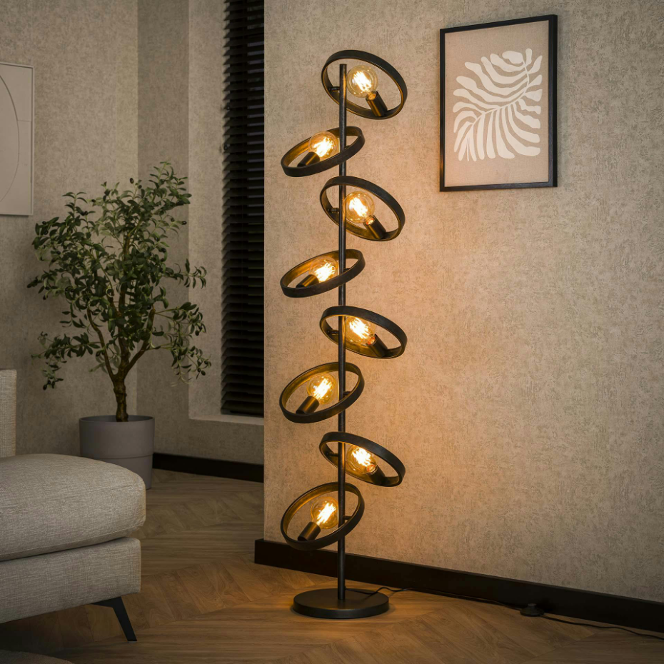 Lampadaire salon 8 anneaux RALF