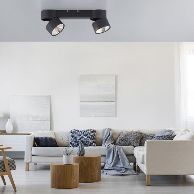 Rampe 2 Spots Nola Noir Led Puissant Et Dimmable
