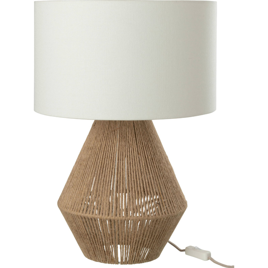 Lampe de salon en métal et ficelle de jute ronde