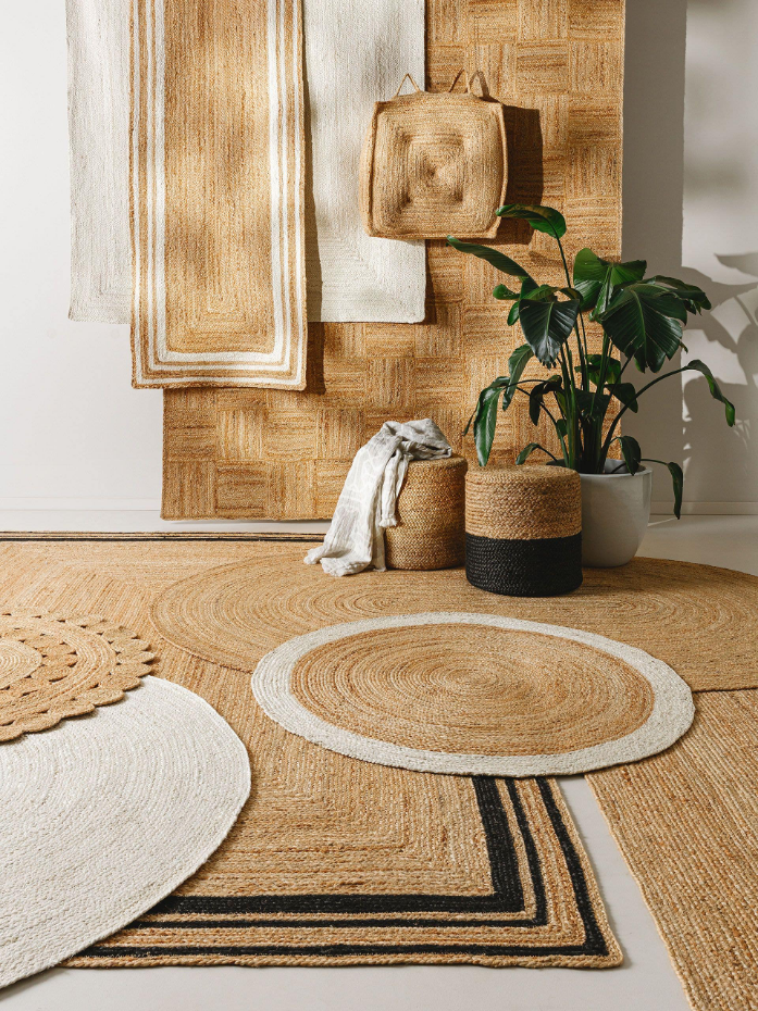 Tapis rond de jute tissé main JUTTA