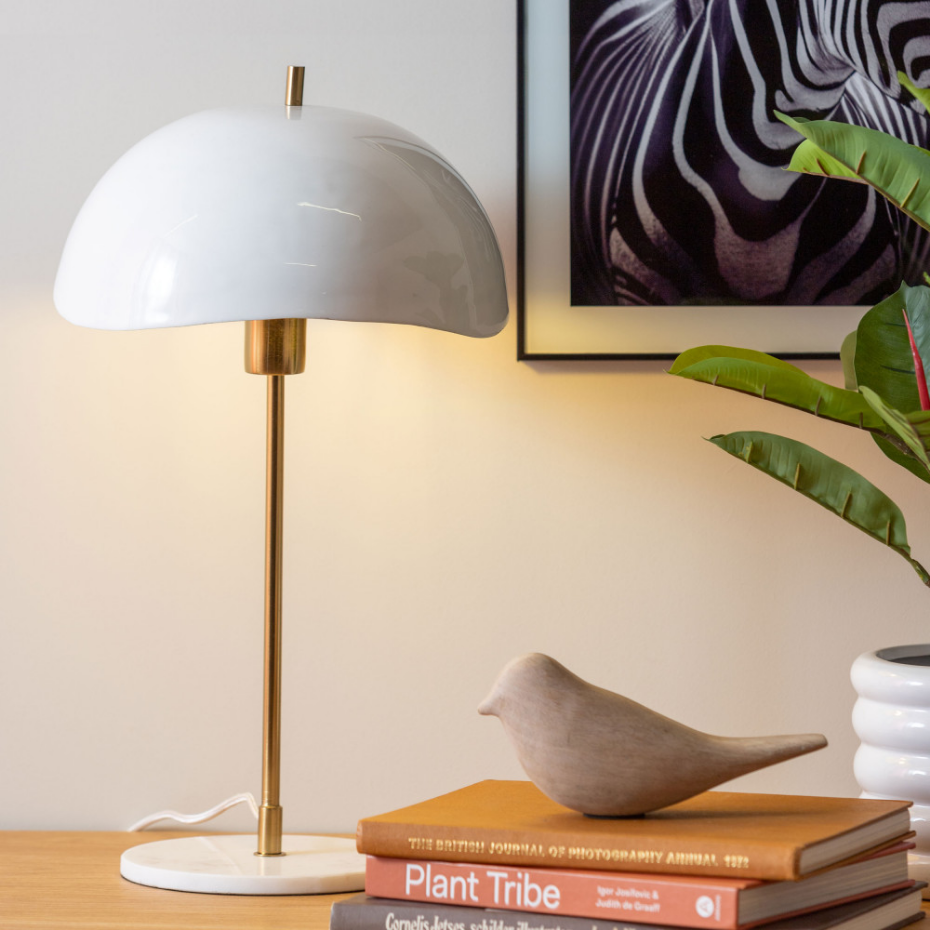 Lampe à poser en métal et marbre- WAVED DOME