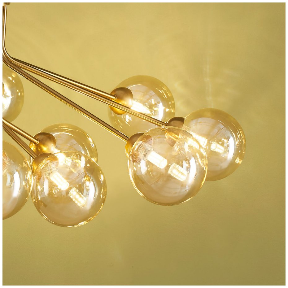 Suspension design 12 boules ambrées - AUDREY