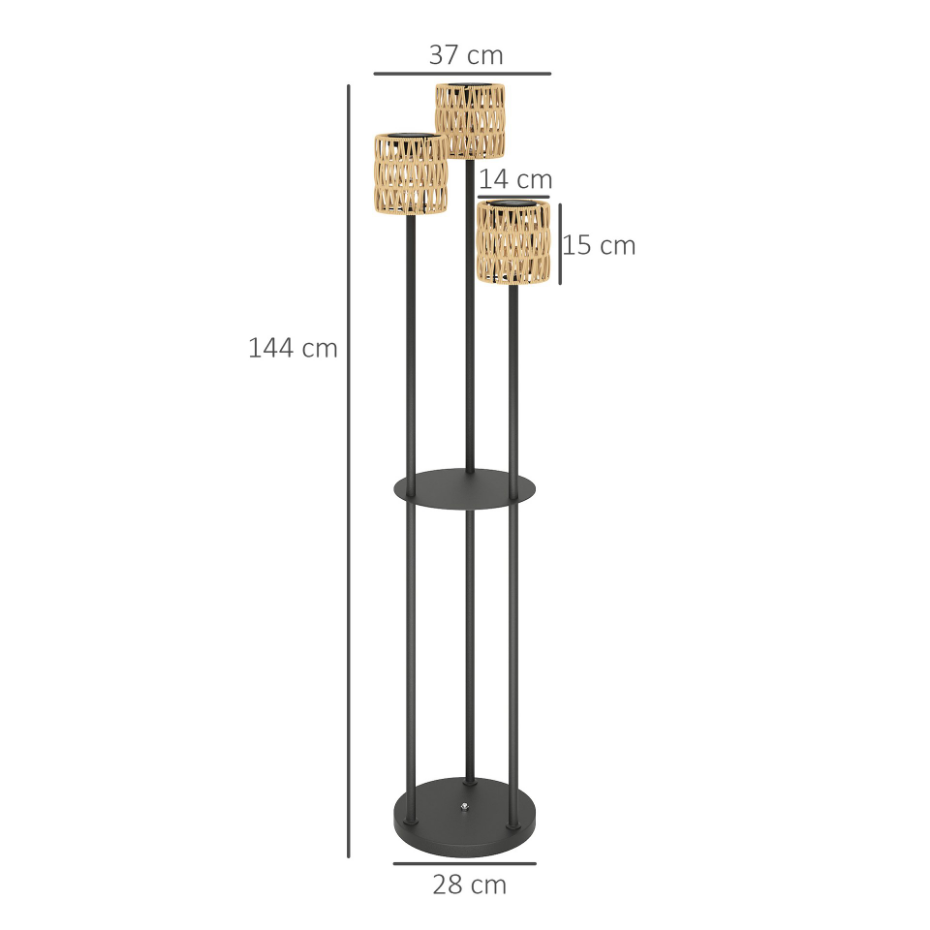 Lampadaire extérieur LED bohème triple abat-jour