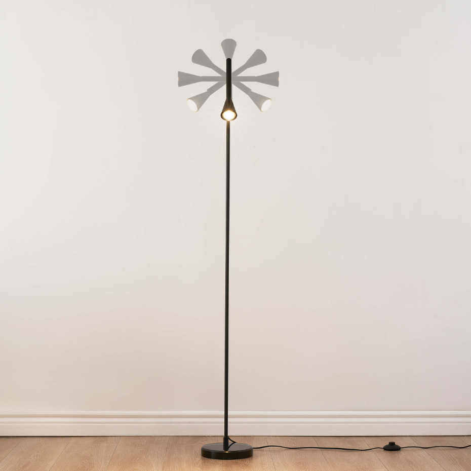 Lampadaire noir avec base en marbre - HOLEN
