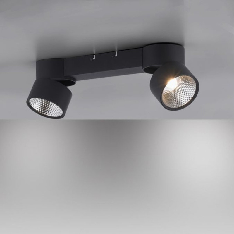 Rampe 2 Spots Nola Noir Led Puissant Et Dimmable