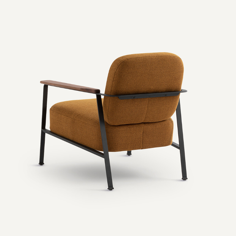 Fauteuil métal acier et tissu natté chiné, Abraxas