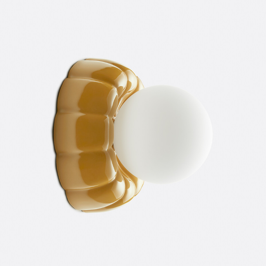 Applique ou plafonnier, cannelé, en céramique et verre opalin, HOLI