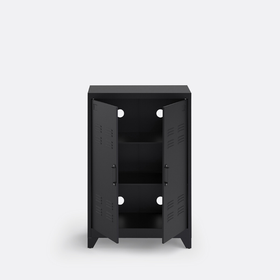 Armoire basse 2 portes en métal acier, Hiba