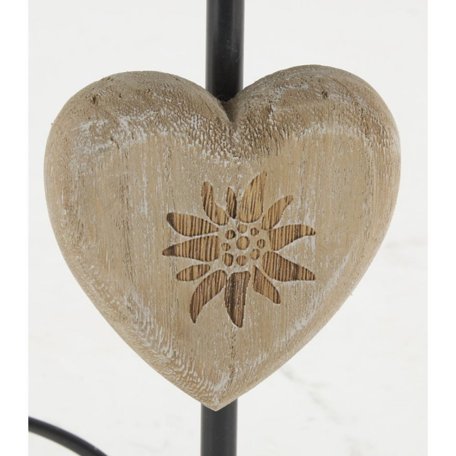 Lampe à poser en métal et bois Coeur