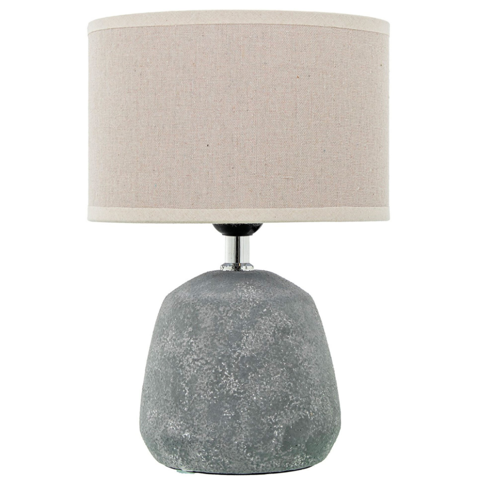 Lampe à poser en céramique grise et abat-jour beige antique 20x20x28cm