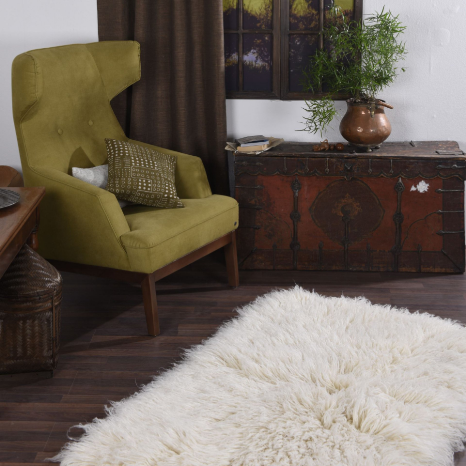 Tapis grec flokati original en laine tissé main épaisse - Flokos 2450