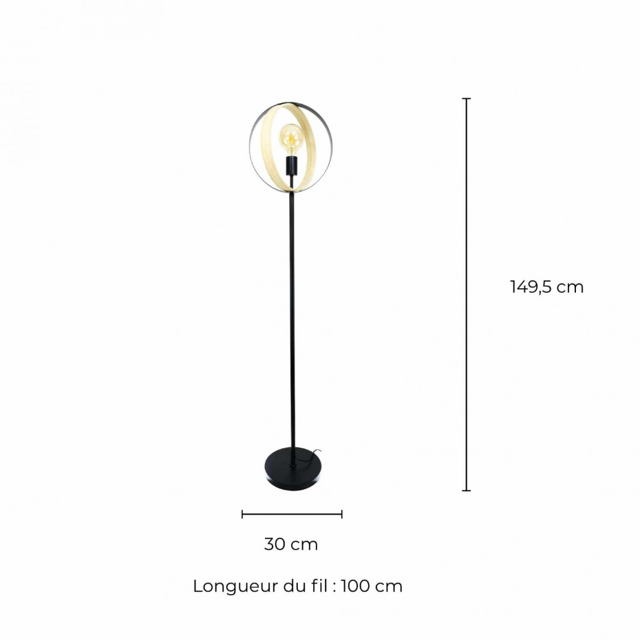 Lampadaire en bambou et métal, ARABEL