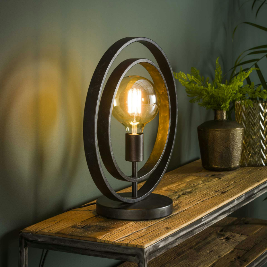 Lampe à poser industrielle anneaux croisés TRIBECA