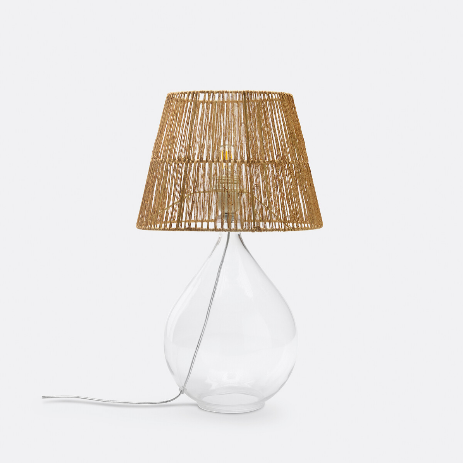 Lampe à poser verre et chanvre, Yaku