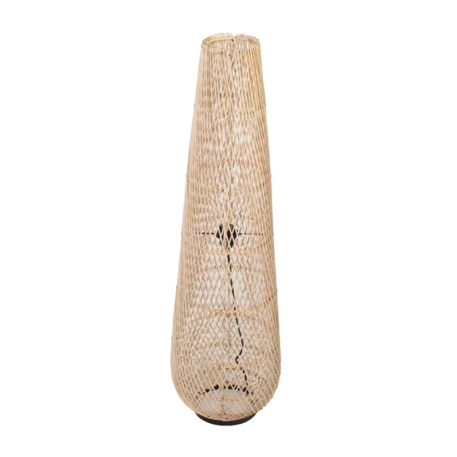 Lampe à poser en rotin et socle en métal ZELIE