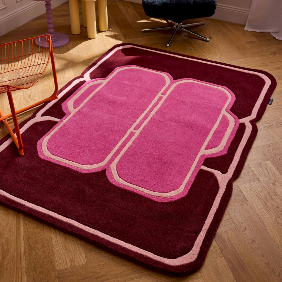 Tapis rectangulaire en laine et coton Nuage sucré