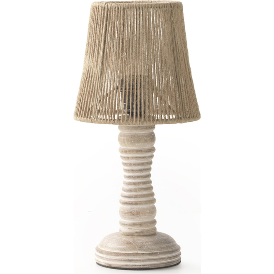 Lampe de table carrée en bois et jute