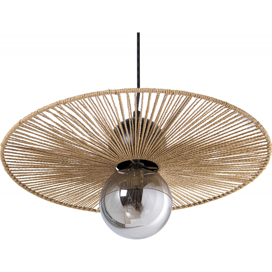 Suspension en métal et rotin tressé 45 cm
