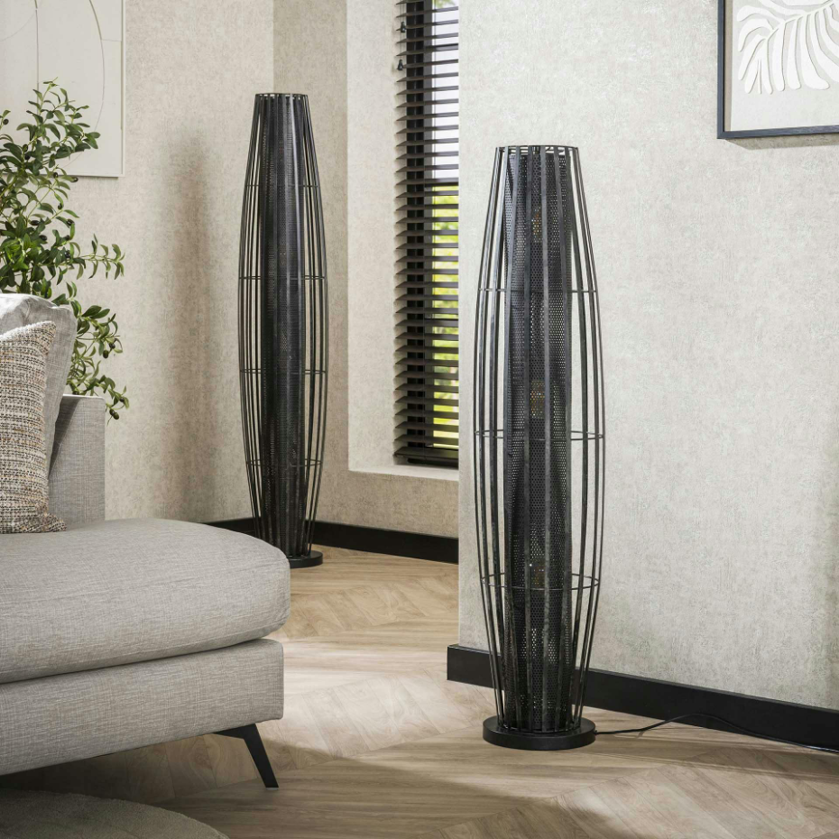 Lampadaire design avec cylindre en métal perforé 120 cm RALF