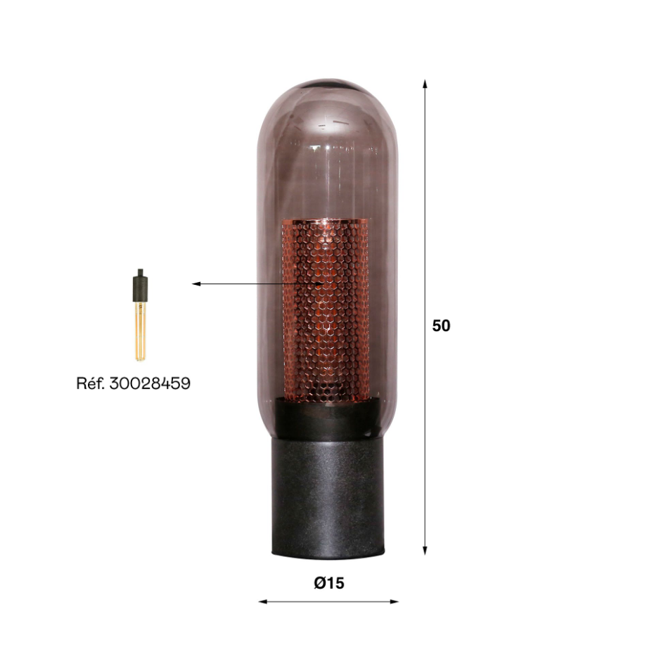 Lampe en verre et métal cuivré NOVA