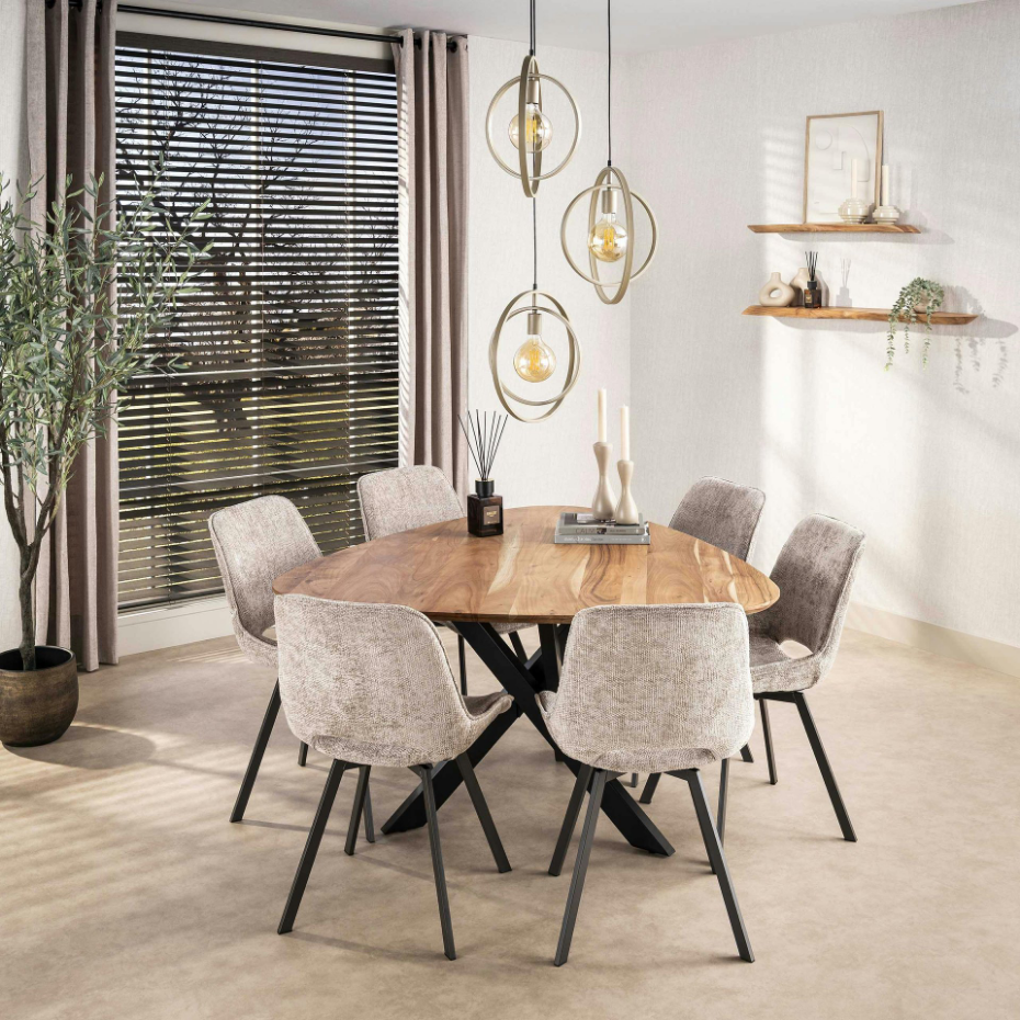 Suspension multiple beige 3 anneaux pivotants TRIBECA