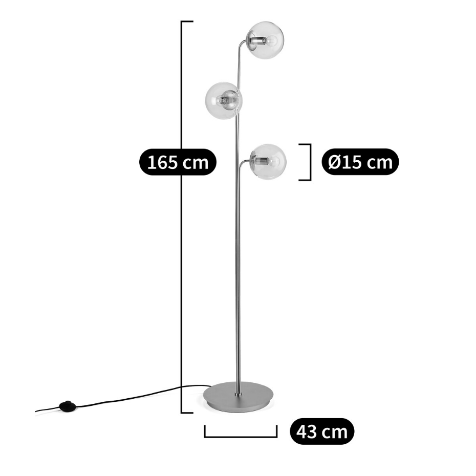 Lampadaire laiton et verre, Moricio