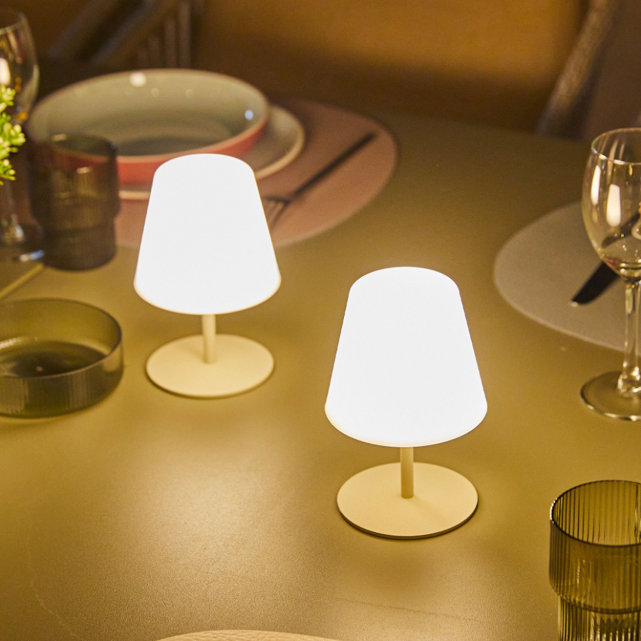 4 Lampes de table sans fil TWINS Sable H16cm