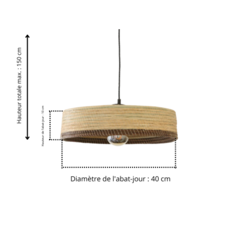 Suspension Alfa Tressé Naturel Et Bord Marron Hayara