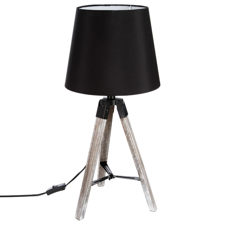 Lampe en bois trépied Runo - H. 58 cm - Noir