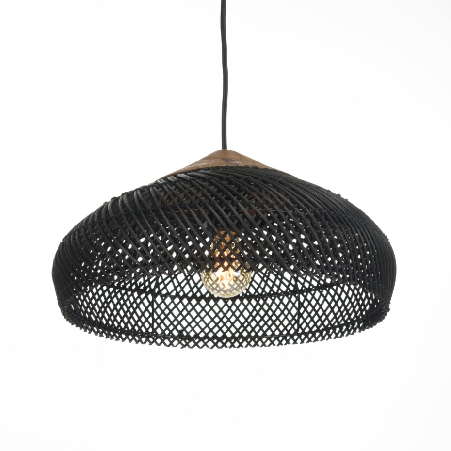 Suspension en rotin et teck 40cm FOLELLI