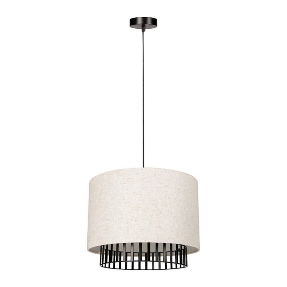 Suspension Cylindrique Métal Lin Alma Noire Beige