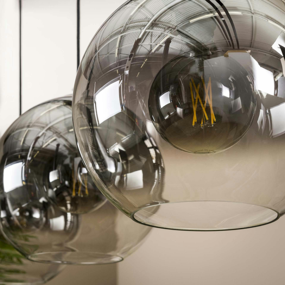 Suspension de table à manger en verre fumé 3 globes XL RALF