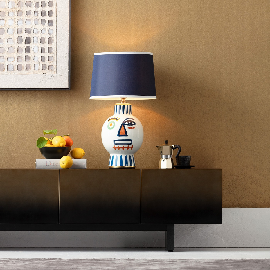 Lampe visage en porcelaine et polyester, TWO FACE
