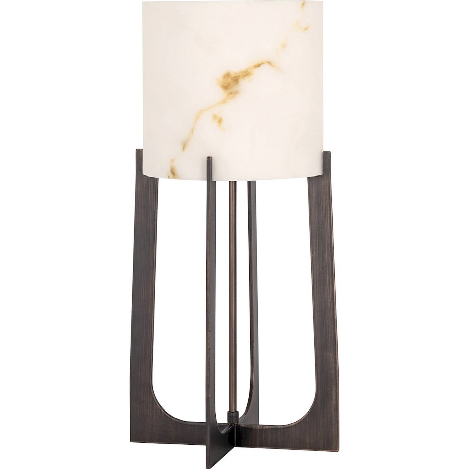 Lampe de table ronde en fer effet marbre